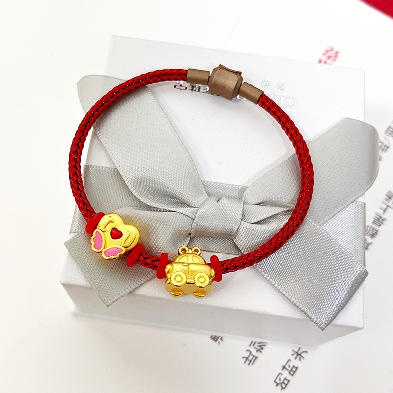 Vòng Tay Dây Da Bện Phối Hạt Đồng Mạ Vàng Thời Trang Cho Nữ