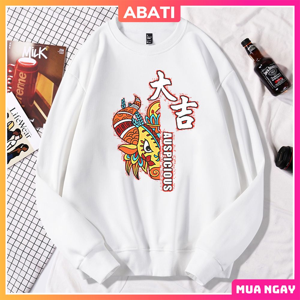 Áo nỉ sweater nam nữ cổ tròn dài tay ấm áp ABATI Áo nỉ mùa đông form rộng vải nỉ bông ấm áp phong cách hàn quốc | BigBuy360 - bigbuy360.vn
