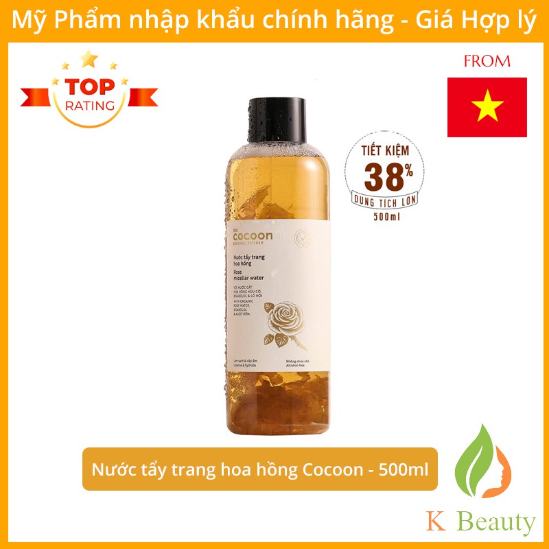 Nước tẩy trang hoa hồng cocoon - Cocoon Rose Micellar Water - Hàng Việt Nam Chính Hãng - 500ml