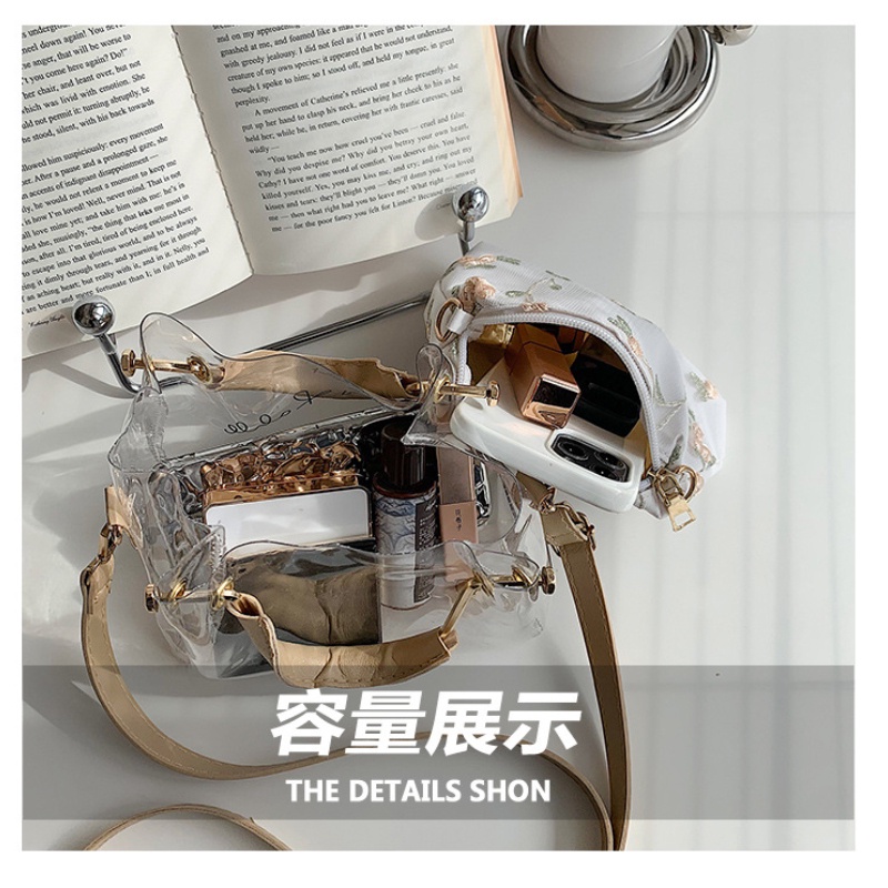 Túi đeo vai IELGY hình vuông màu thạch trong suốt đơn giản thời trang xuân hè