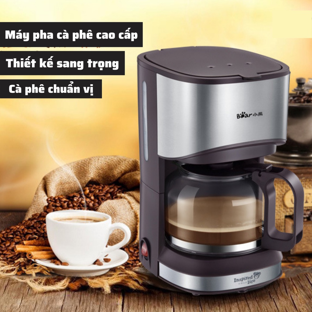 Máy pha cà phê mini tự động BEAR KFJ-A07V1 chính hãng pha Espresso cafe rang xay nguyên chất tặng 100gr bột café Arabica