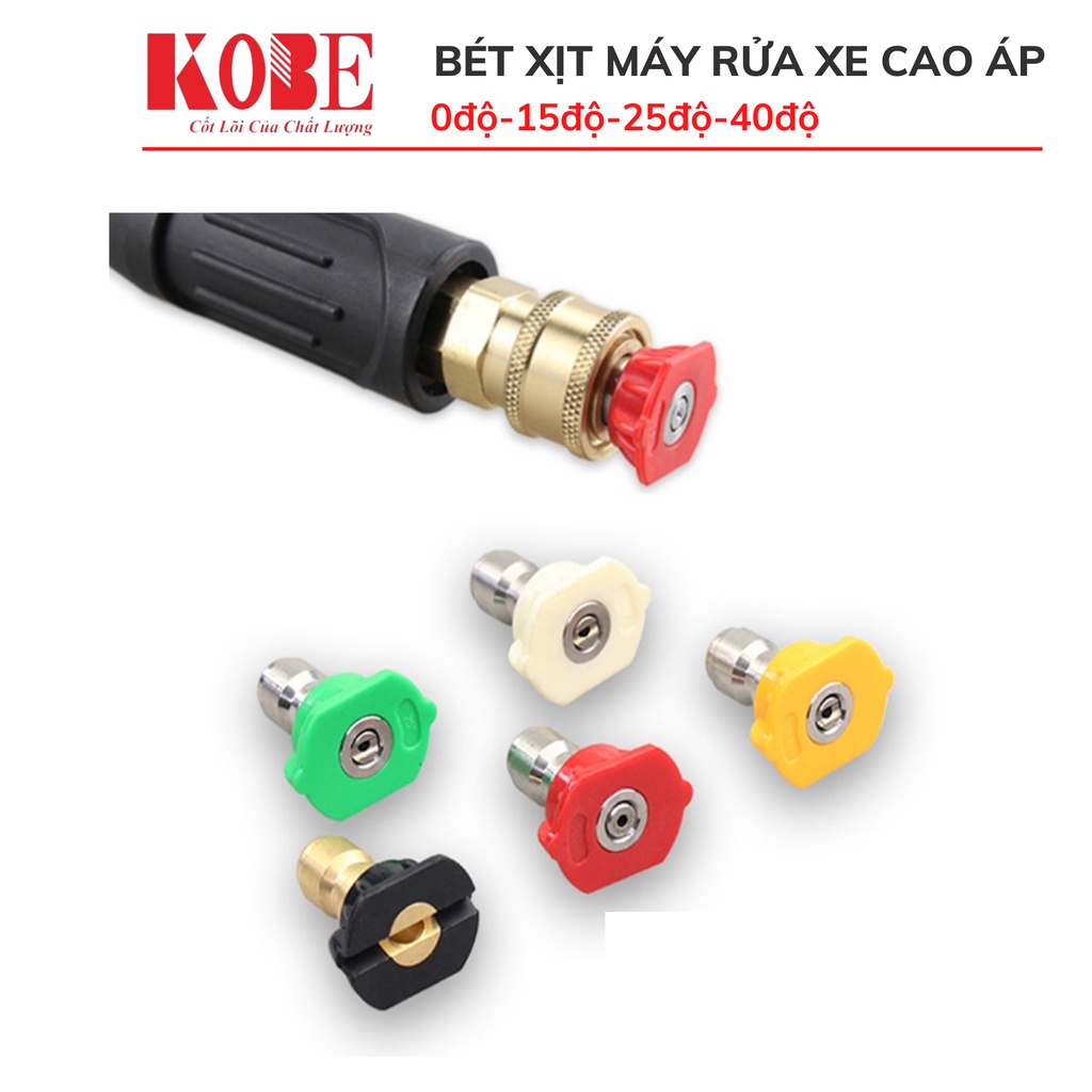 Đầu béc các góc gắn súng xịt rửa của máy rửa xe áp lực cao - Ren nối nhanh 1/4 inch ( 0 độ - 15 độ -25 độ -45 độ)