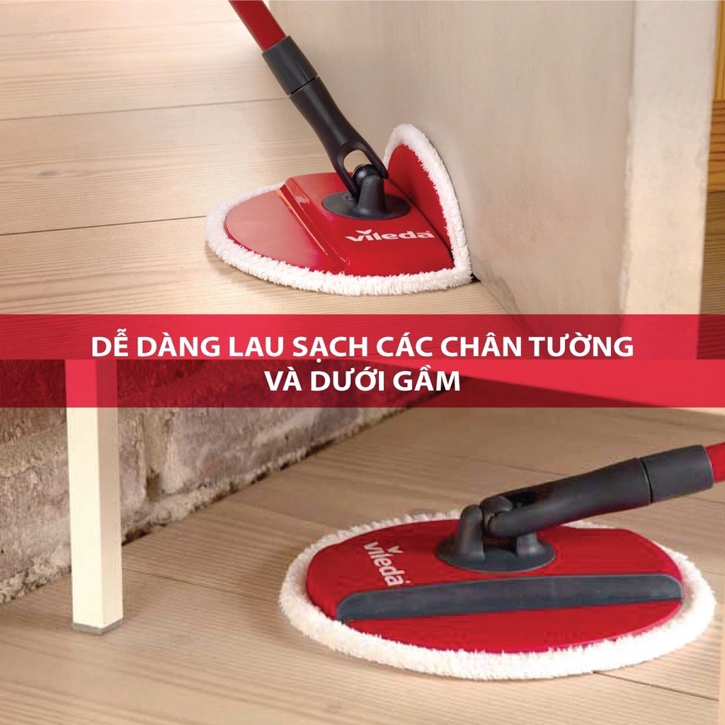 Cây Lau Nhà, Bộ Lau Nhà Vileda Chính Hãng Đầu Lau Đĩa Tròn, Thùng Giặt Xoay 360 Độ, Tiện Lợi, Dễ Dàng Sử Dụng