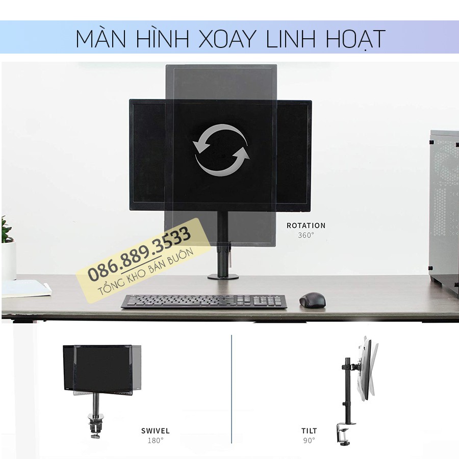#M051 / Giá Treo Màn Hình Máy Tính ErgoTek EZ1 17 - 30 Inch - Tay Treo Màn Hình Cao Cấp Gắn Bàn