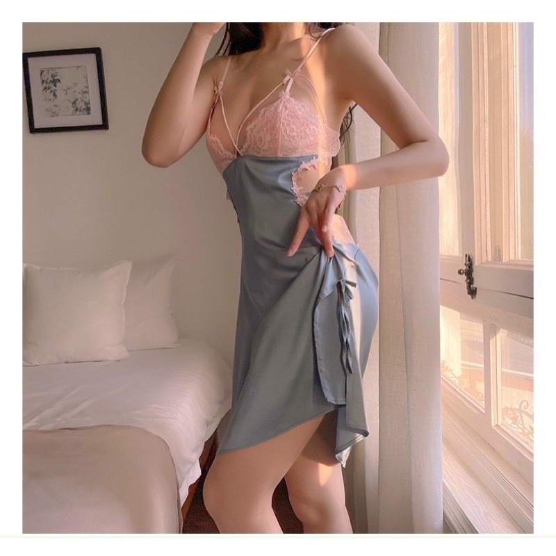 đầm ngủ  lụa phối ren cao cấp | BigBuy360 - bigbuy360.vn