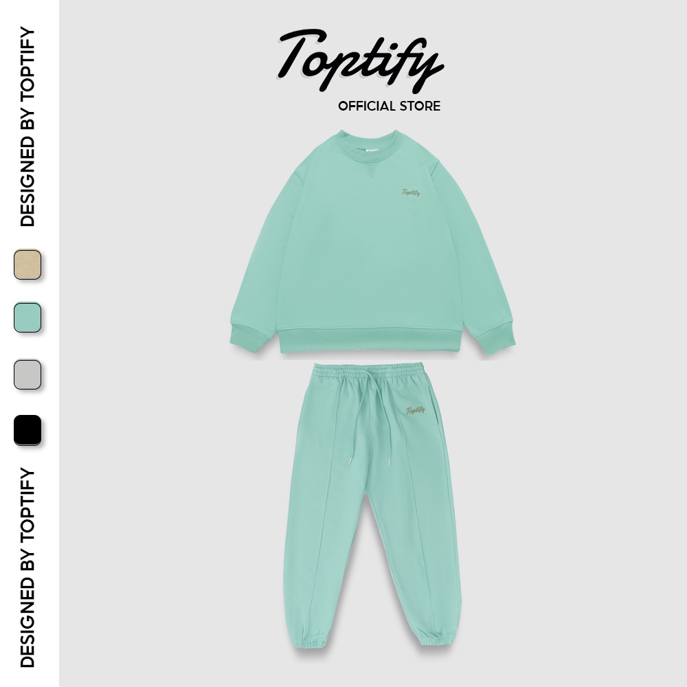 Bộ quần áo nỉ thêu logo oversize dài tay TOPTIFY sweater và jogger Trip Away Set S11 | BigBuy360 - bigbuy360.vn