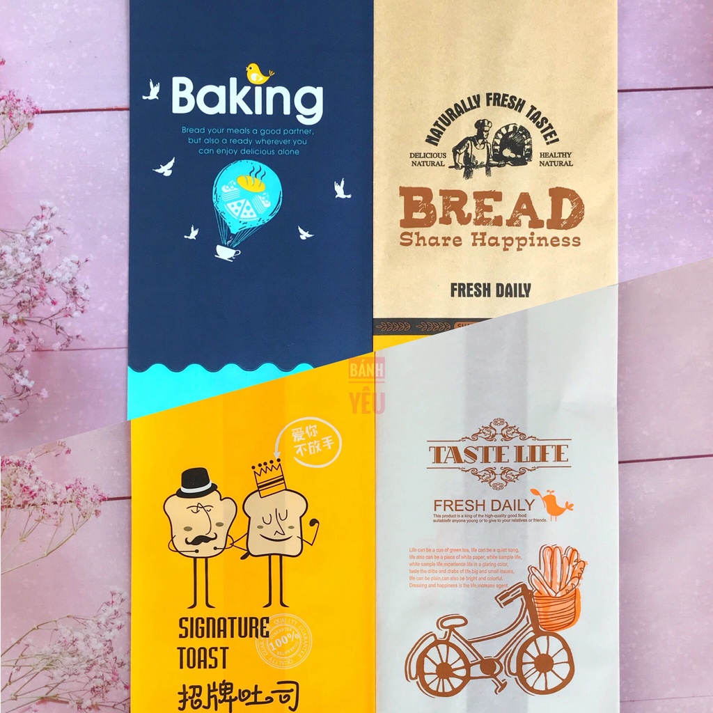 Bộ 10 Túi Giấy Đựng Bánh Mì Hoa Cúc/Bánh Mì Sandwich