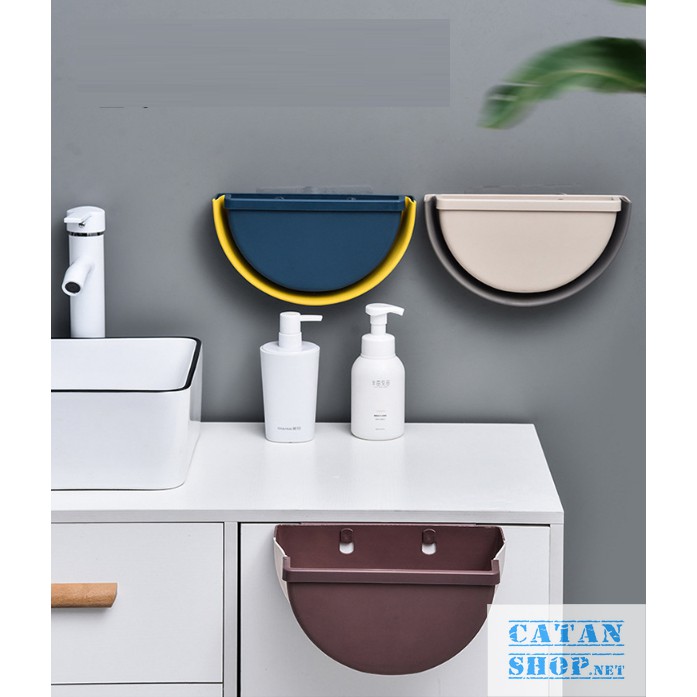 Giỏ, Thùng rác TRÒN gấp gọn treo kẹp tủ bếp nhựa dẻo siêu bền cho căn nhà bạn  GD352-ThungracGG-Tron