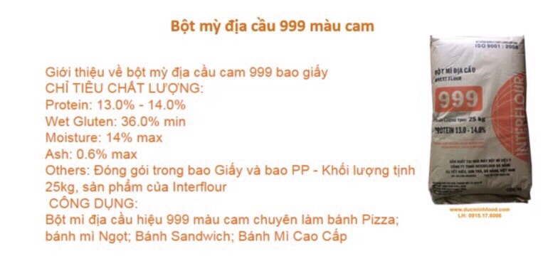 Bột mỳ  Địa Cầu 999 - Bao 25kg