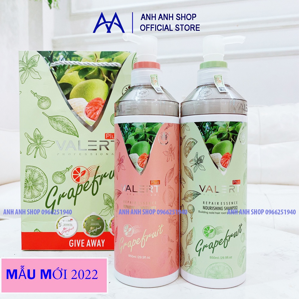 Dầu Gội + Dầu xả Bưởi  VALERT GRAPEFRUITE PLUS 850ML chống rụng tóc - kích thích mọc tóc