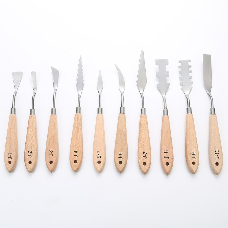 Set 10 Lưỡi Dao Bằng Thép Không Gỉ Dùng Để Trộn Màu Vẽ Tranh Sơn Dầu