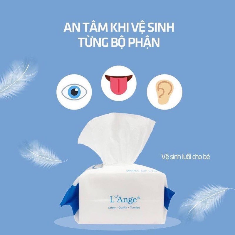 🌟 CHÍNH HÃNG🌟 L'ANGE - KHĂN VẢI ĐA NĂNG CHO BÉ (BỊCH 100 MIẾNG)