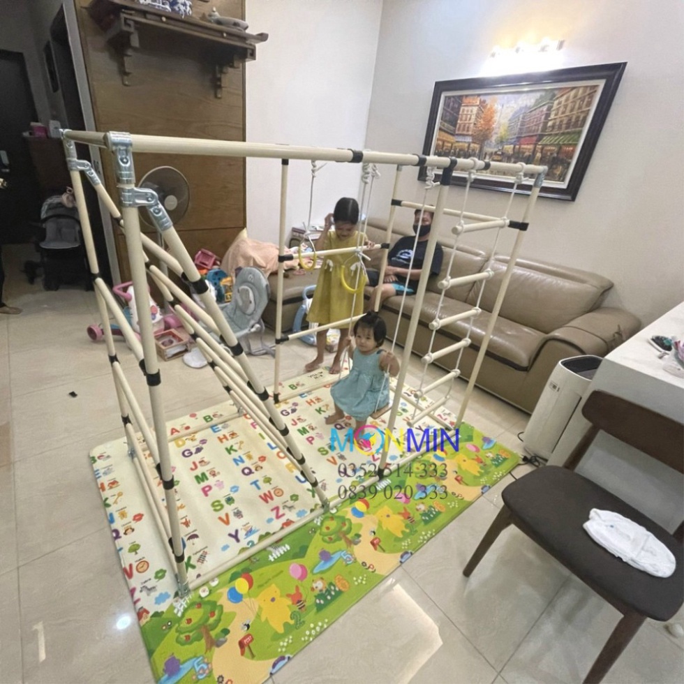 Xà đu đa năng Satech - Khung vận động cho bé - Hình hộp chữ nhật - Bộ cao 1.3m: Trò chơi 1 3 4 5