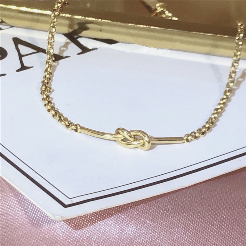Vòng đeo tay thép titan mạ vàng 18k thắt nút thời trang dành cho nữ