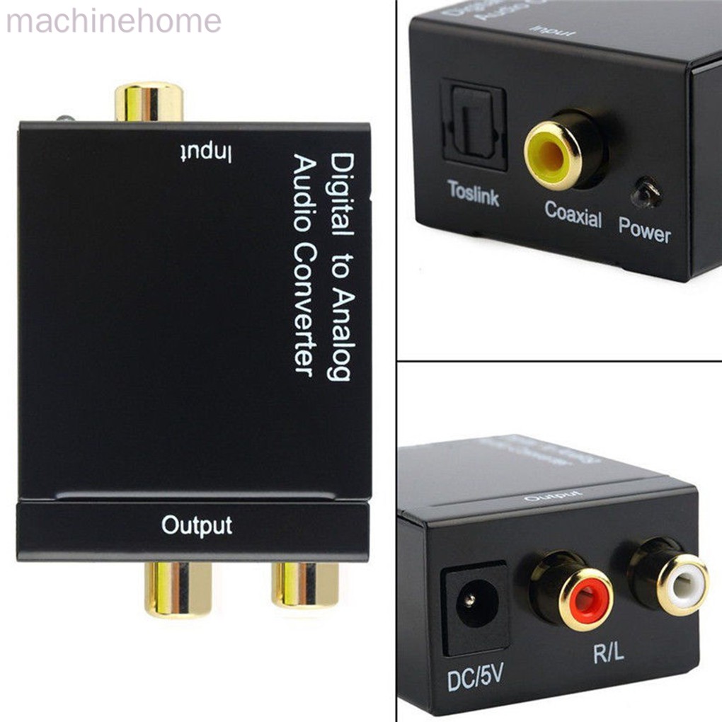 Optical Coaxial Toslink Digital To Analog Audio Converter Adapter RCA L/R 3.5mm Output Port machinehome