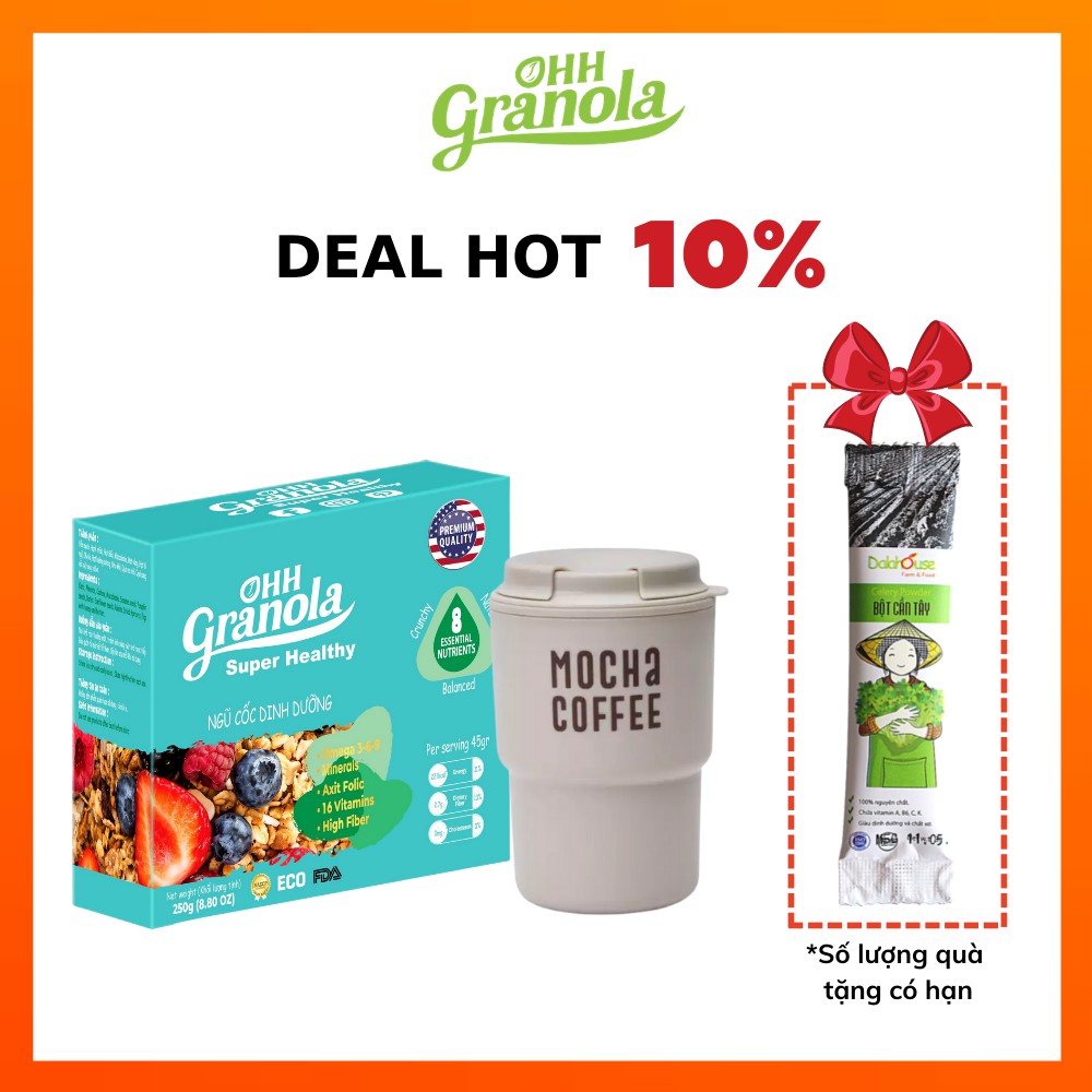 Ăn Vặt Granola- Giảm Cân Ngũ Cốc Hạt Healthy (Ohh Granola) Thay Thế Bữa Sáng hoặc Buổi Tối Ăn Kèm Menu Keto, Eat clean
