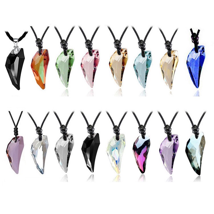 Vòng cổ nam mặt pha lê hình nanh sói nhiều màu lựa chọn