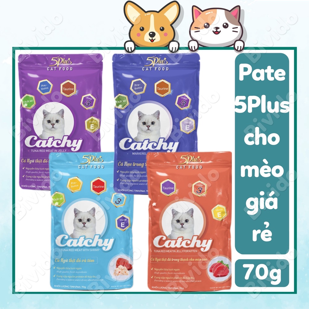 Pate 5Plus Catchy cho mèo đủ dinh dưỡng giá rẻ - Bivido