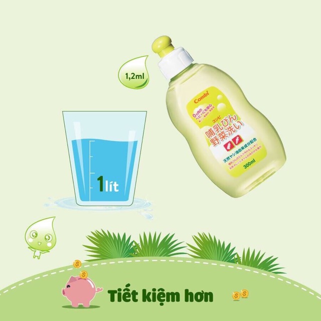 NƯỚC RỬA BÌNH SỮA VÀ RAU QUẢ COMBI TỪ DẦU CỌ (250ml)