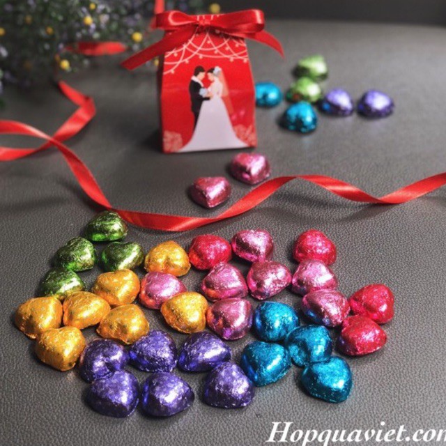 [giá sỉ] Set 420 viên socola tim đủ màu làm quà cảm ơn tiệc cưới và sự kiện