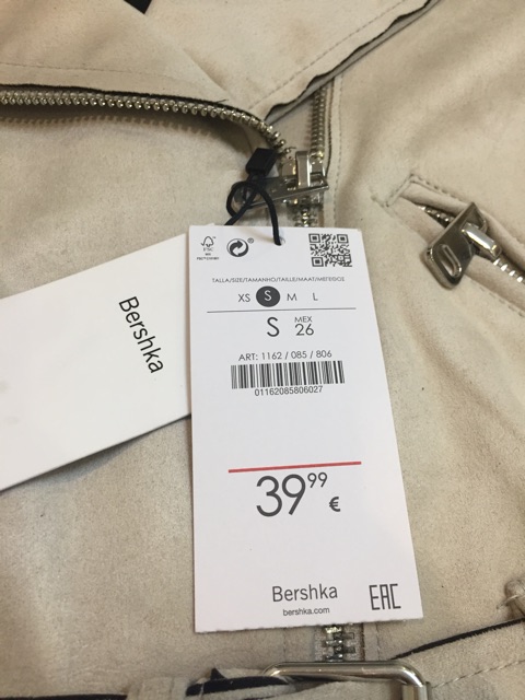 [HÀNG CÓ SẴN] Áo khoác da lộn Bershka- Màu Be