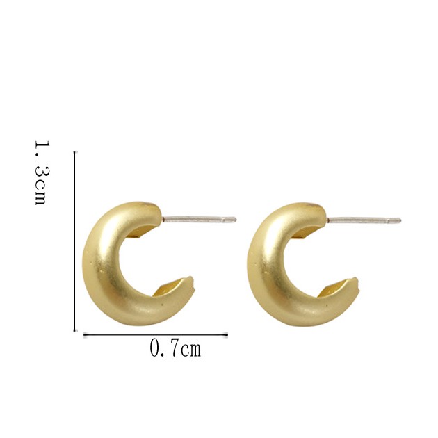 Khuyên tai kim loại mạ bạc 925 hình chữ c dạng dày bất đối xứng dành cho nữ