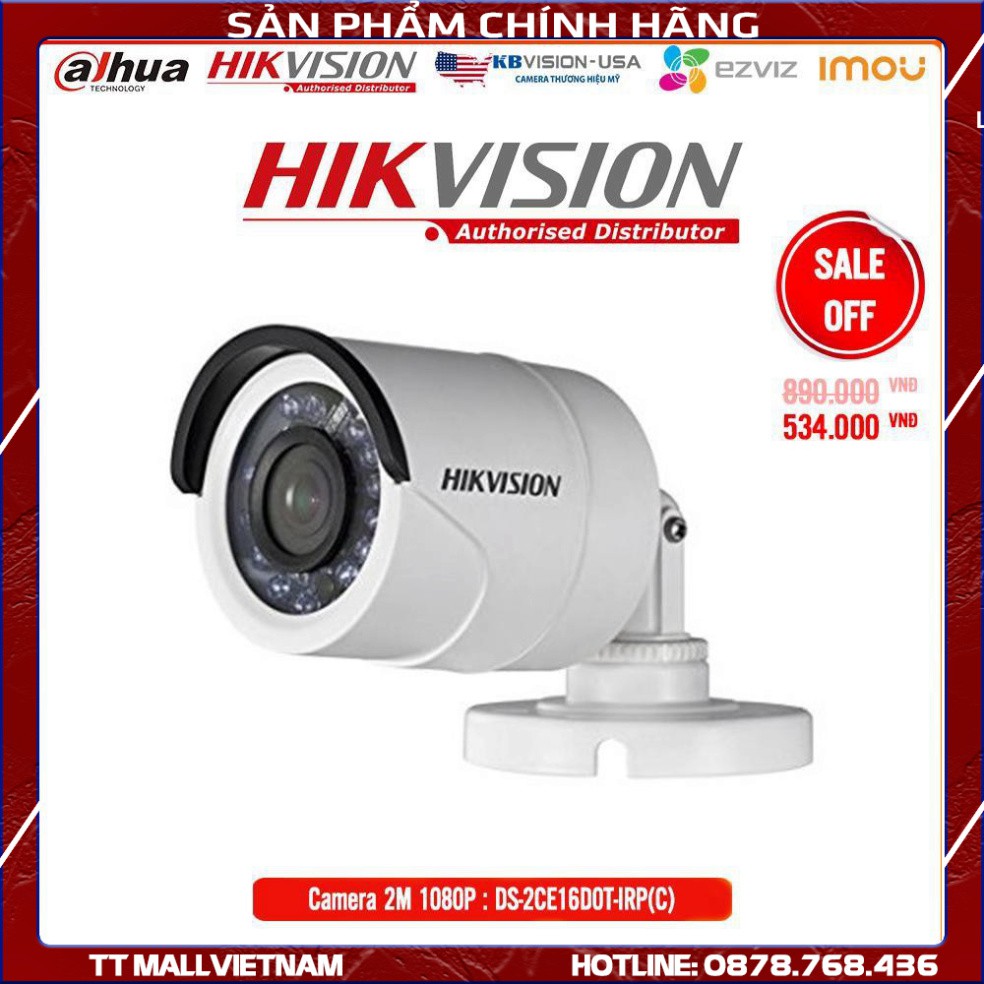 Camera HDTVI 2MP Hikvision Plus HKC-16D0T-IRP- Bảo hành chính hãng 2 năm