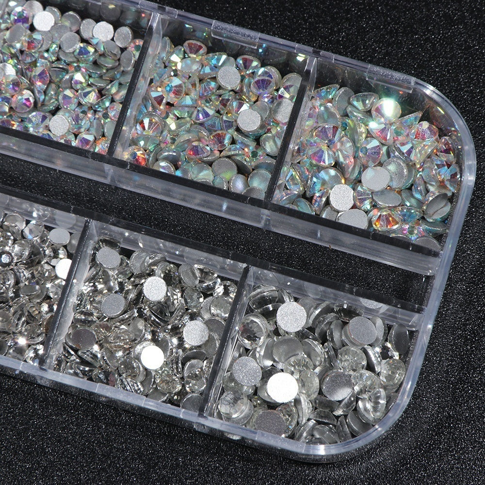 [Hàng mới về] Hộp 12 ngăn đá pha lê AB trang trí móng tay 3D sáng bóng