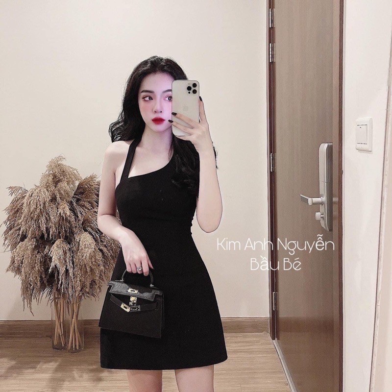 Váy umi đen dây chéo điệu đà