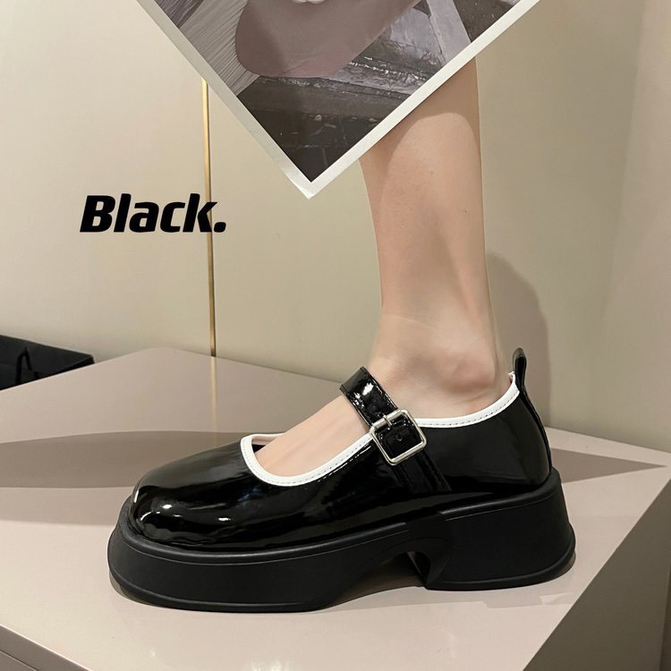 Giàyoxford nữ dáng lolita đốc thời trang da bóng đế xuồng 5 cm quai cài Mixu