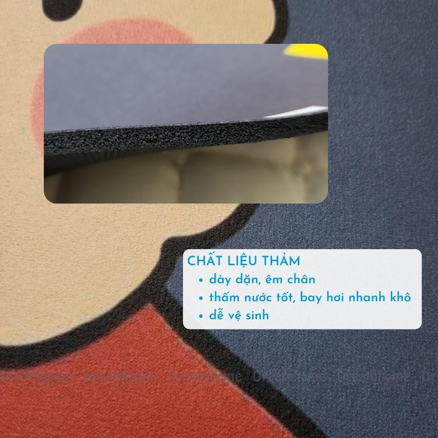 Thảm chùi chân nhà tắm Silicon chống trượt DREAMHOME siêu thấm hút nước size 40x60cm