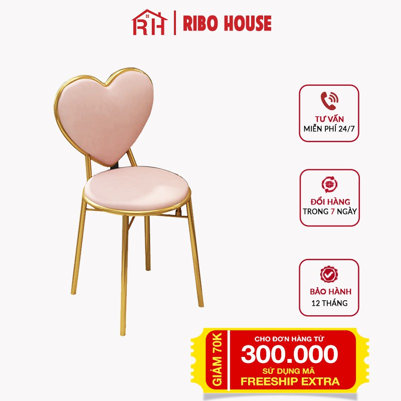 Ghế bàn trang điểm hình trái tim RIBO HOUSE ghế bọc đệm ghế phòng ngủ thumbnail