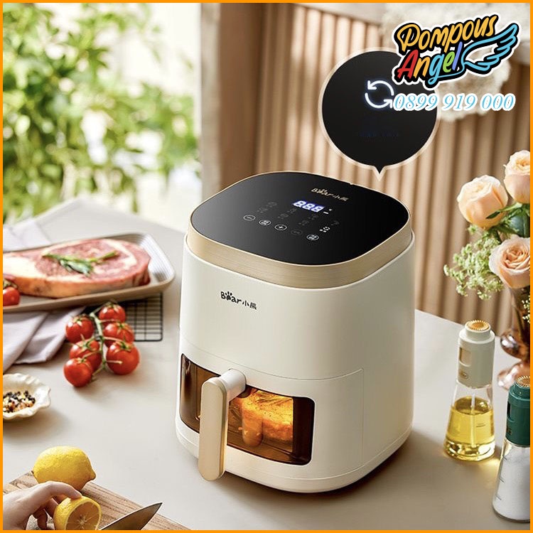 Nồi chiên không dầu mặt kính dung tích 5L BEAR QZG- F15E3 1500W màu trắng bảo hành 12 tháng