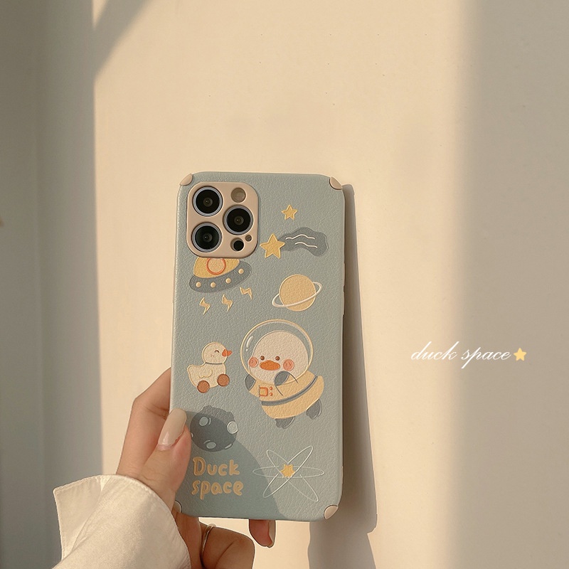 ốp iphone 11 Ốp điện thoại TPU da cừu hình chú vịt phi hành gia cho iPhone 11 Pro Max X Xr Xs Max 7 8 Plus Se 2020 12 pro max 12 mini