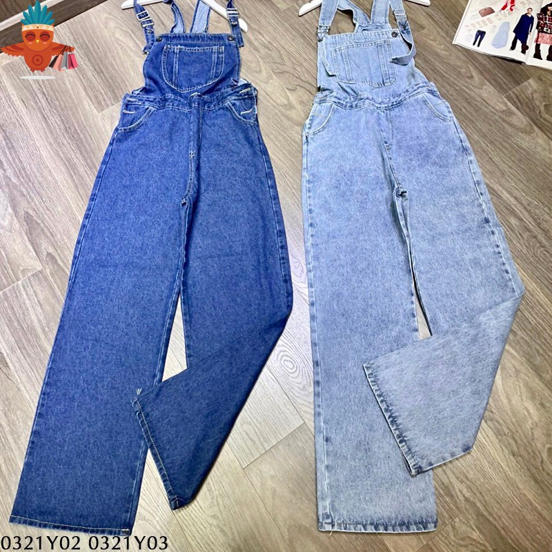 Yếm jean quần dài ống rộng túi trước xanh đậm THOCA HOUSE thời trang dạo phố trendy cực đẹp | BigBuy360 - bigbuy360.vn