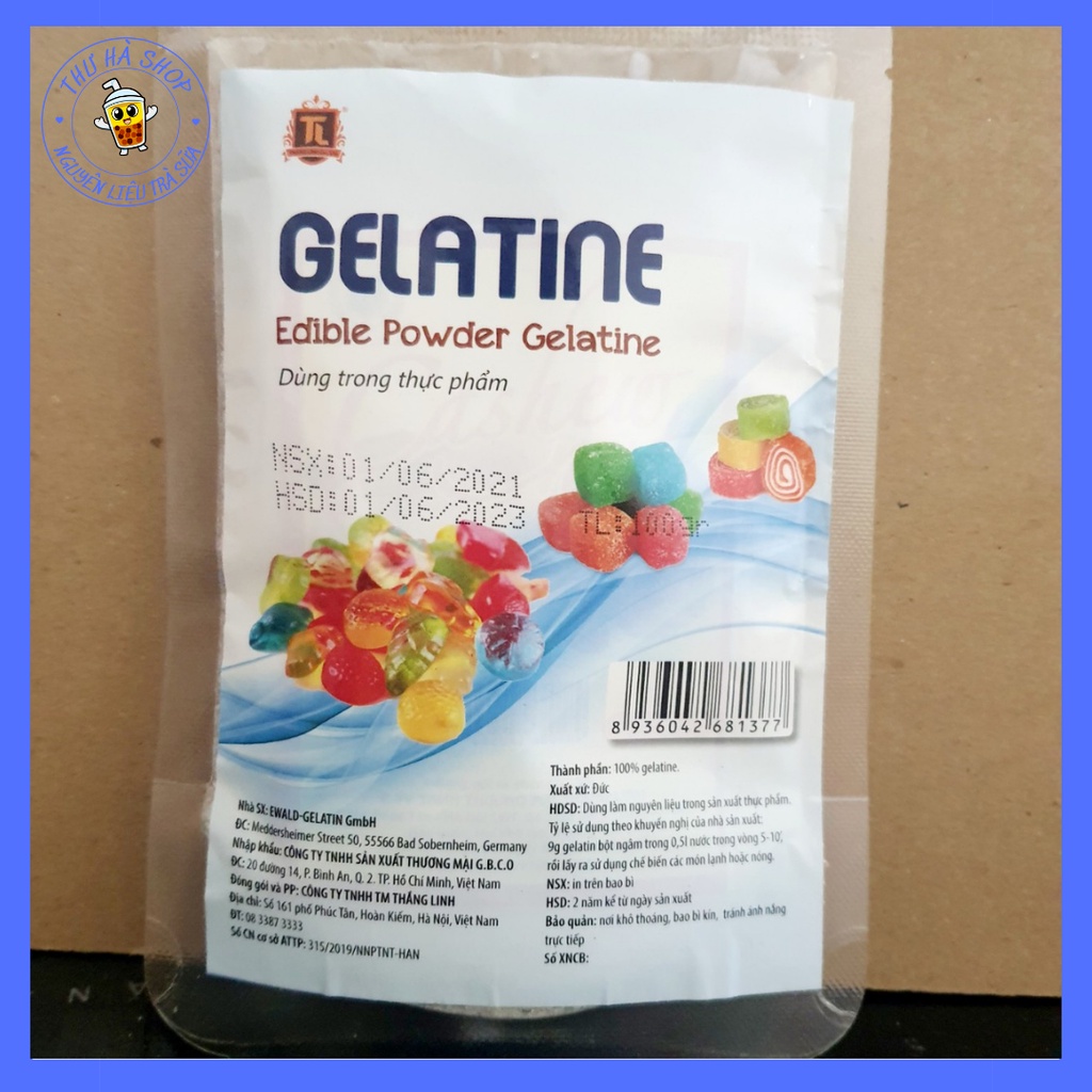 Bột gelatine đức 100g làm mousse, tàu hủ, kẹo dẻo, chè khúc bạch