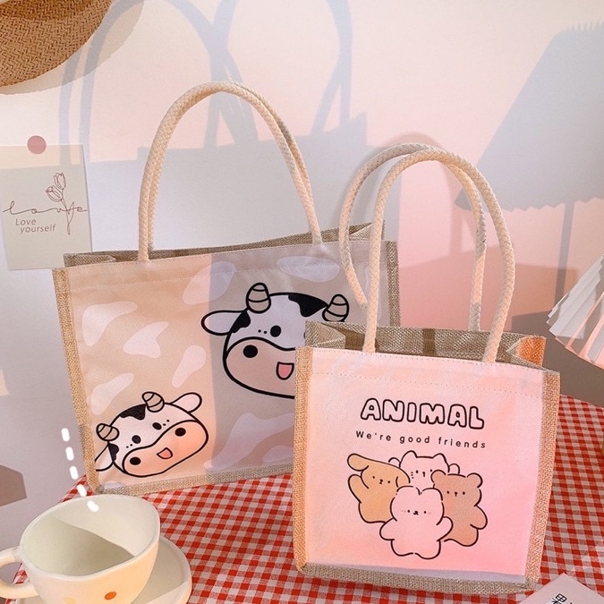 MVP2601 Túi cói hình chú bò sữa đáng iu