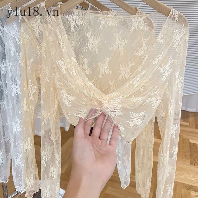 Áo Sơ Mi Lưới Mỏng Dáng Ngắn Thời Trang Mùa Hè Dành Cho Nữ