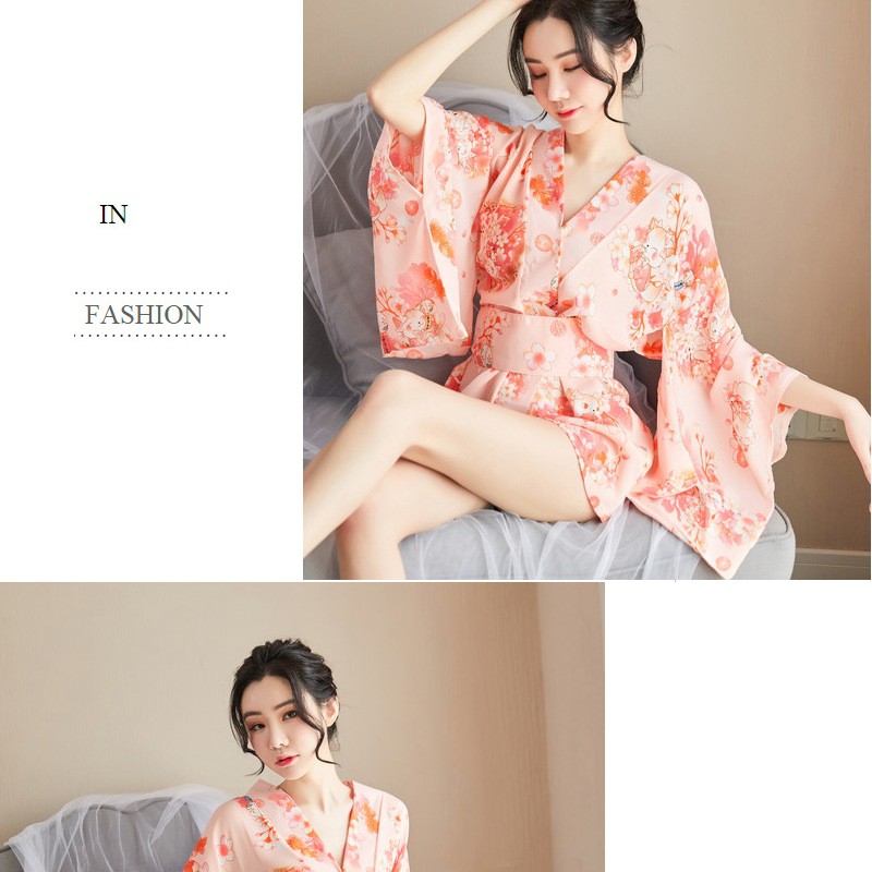 Áo choàng ngủ Kimono hoa đào (kèm chíp)B157 | BigBuy360 - bigbuy360.vn
