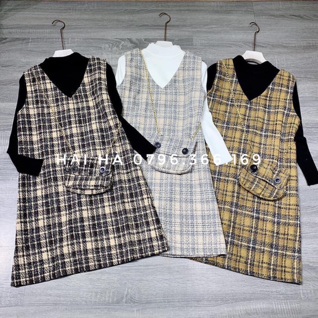 Set áo len + yếm dạ + túi xách