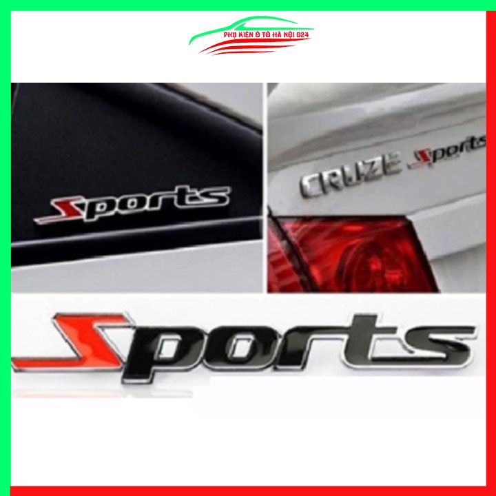 Logo chữ nổi SPORT màu đen hiệu ứng 3D dùng dán đuôi xe ô tô