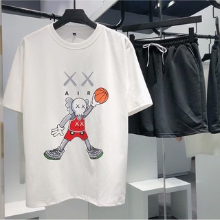 Combo quần Short nỉ + Thun tay lỡ Kaws đen (ảnh thật)