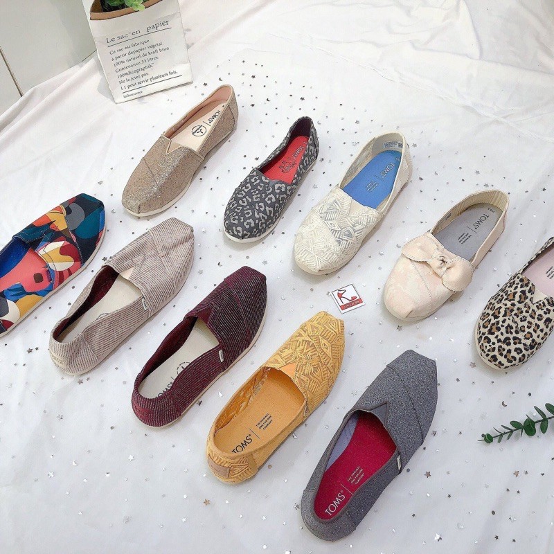 GIÀY SLIP ON TOMS NỮ XUẤT XỊN CHẤT LIỆU CANVAS HOẠ TIẾT SIÊU CUTE ĐẾ SU SIÊU NHẸ SIÊU ÊM