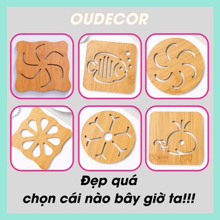 Lót ly bằng gỗ dễ thương ,Tấm lót chống bỏng tiện dụng OUOUDECOR.