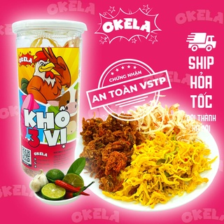 Khô gà mix khô bò, khô mực Okela hộp 280g siêu ngon đồ ăn vặt Hà Nội