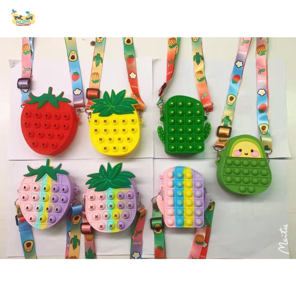 Đồ chơi ấn bong bóng màu cầu vồng vui nhộn giảm căng thẳng Pop It Rainbow Color Style Phong cách động vật Mở dây rút Túi bong bóng Túi sling