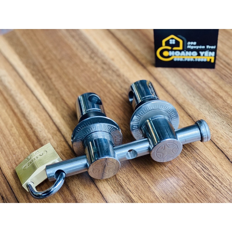 Bộ khóa truỳ inox, đấm chùy inox 304, Then trùy cài cửa - hoạ tiết ngôi sao