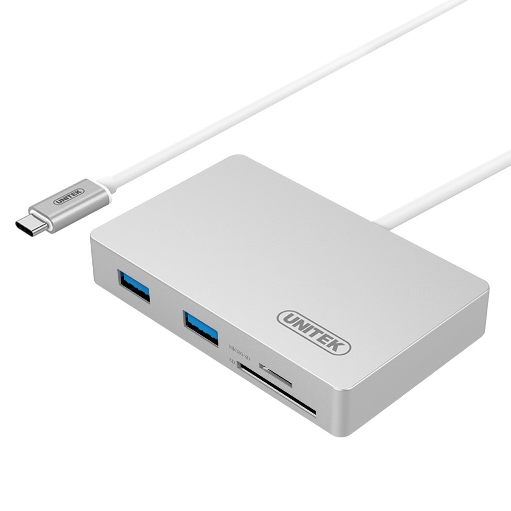 HUB USB TYPE C SANG 2 CỔNG USB 3.0 ĐỌC THẺ NHỚ TF MICRO SD UNITEK Y 9319