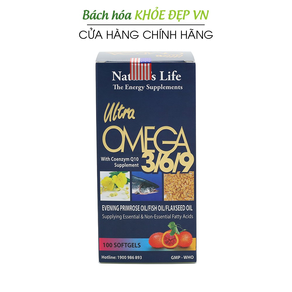 Viên dầu cá Omega 369 Nature Life Bổ não, sáng mắt, khỏe tim mạch - Hộp 100 viên