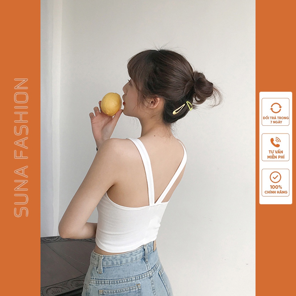 Áo croptop nữ ôm body hai dây chéo lưng ,Áo ống ôm body SUNA FASHION vải cotton co dãn từ 45 - 60kg